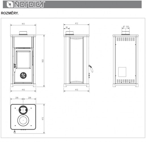 NORDICA TEA krbová kamna černá