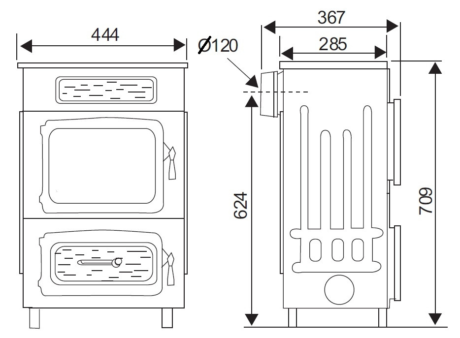 Wamsler KAMINO OF 604 nostalgie krbová kamna černá horní vývod kouřovodu
