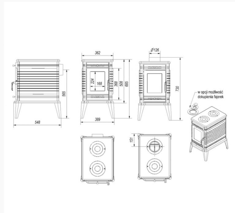 KRATKI KOZA K10 černá litinová krbová kamna