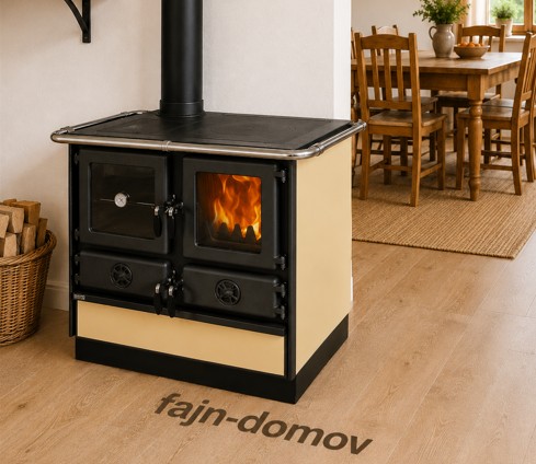 MBS MAGNUM II 4D sporák na tuhá paliva, 7,8kW, levý, krémový