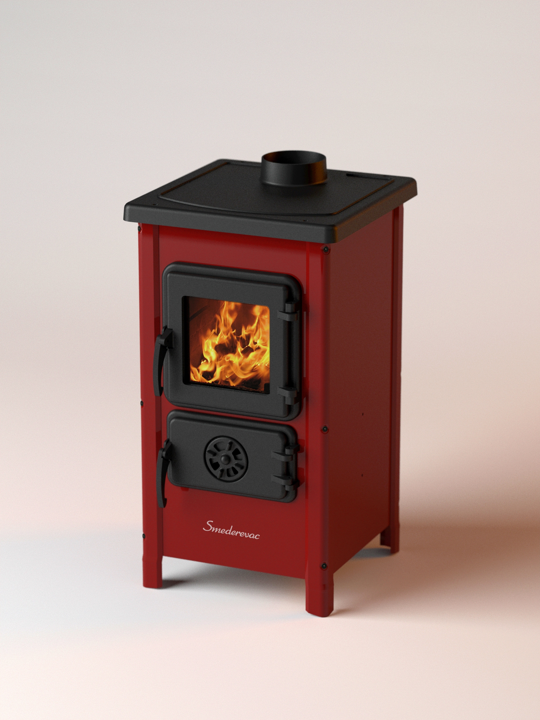 MBS SD HAPPY krbová kamna červená