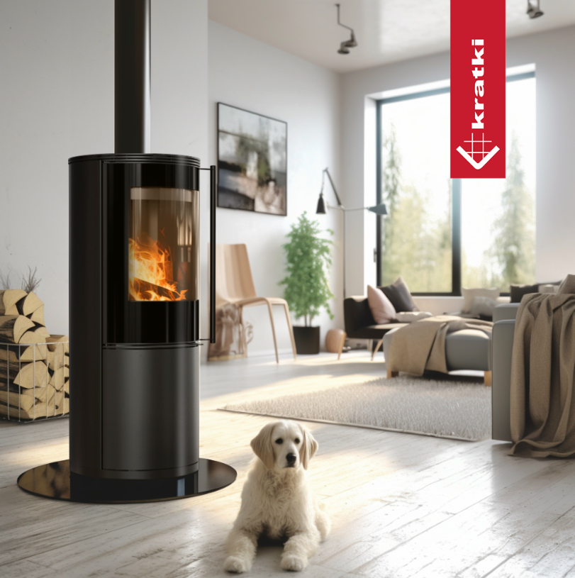 KRATKI SVEN Ø 150 7 kW Ocelová kamna černá Thermotec