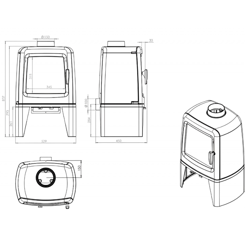 Nordflam CARINI EKO kamna 8,4kW s přívodem ext.vzduchu