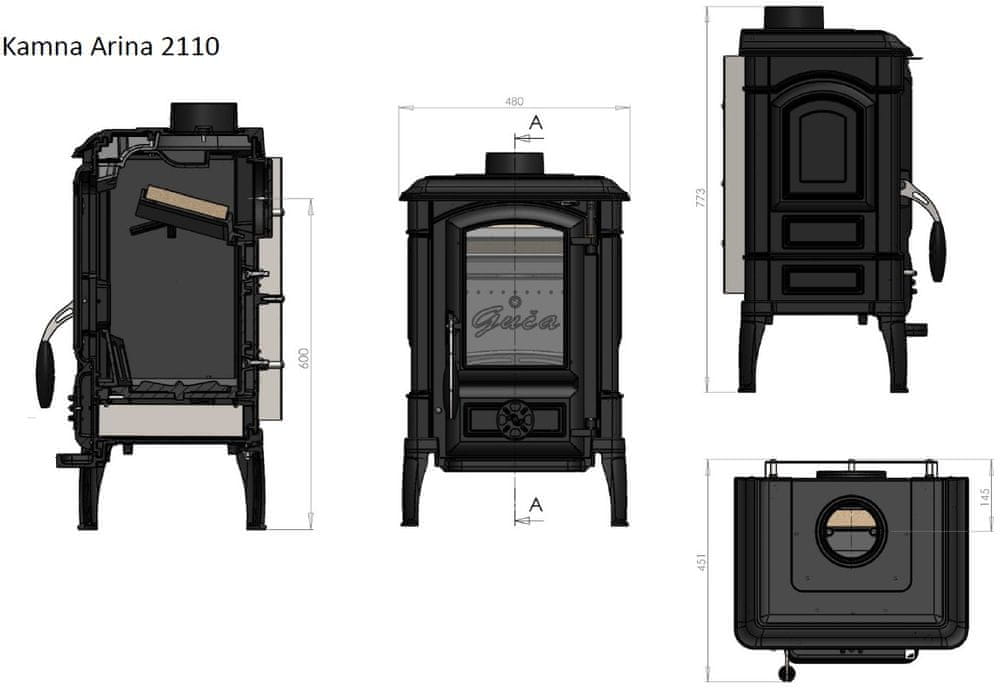 GUČA ARINA 2110 litinová krbová kamna