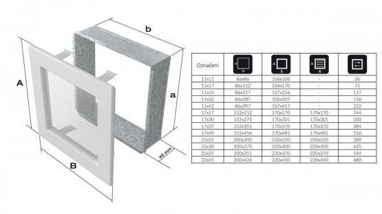 Kratki mřížka 17x17 nerez s žaluzií