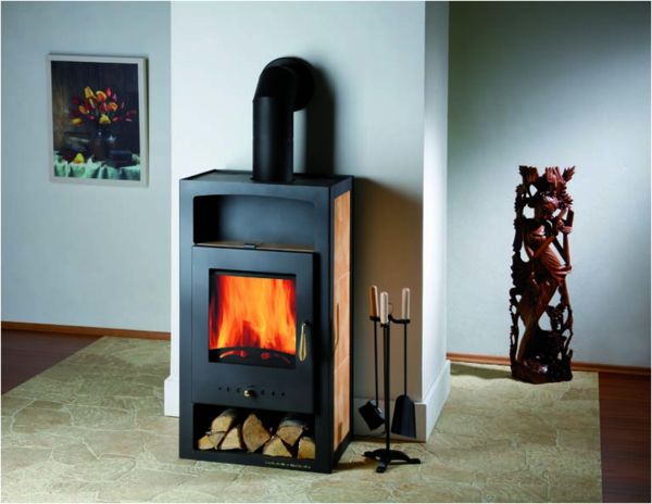 HAAS+SOHN ADRIA II krbová kamna s výměníkem černá, béžový obklad