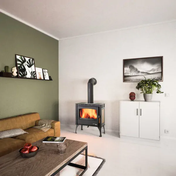 HAAS+SOHN FORESTA Krbová kamna, černá, dlažba dekor dřeva