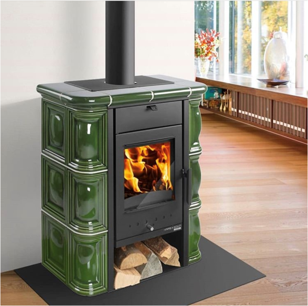 HAAS+SOHN Kachlová kamna TREVISO mini, černá/zelená kachle
