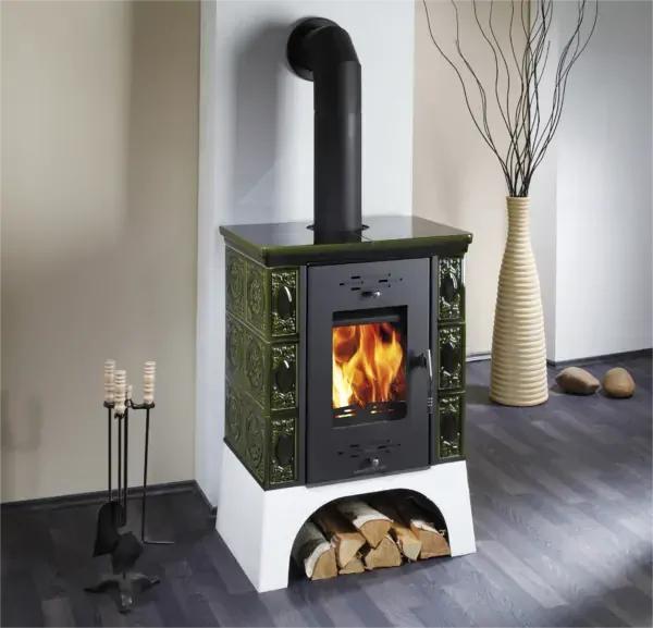 HAAS+SOHN Kachlová kamna EMPOLI, černá / zelená kachle