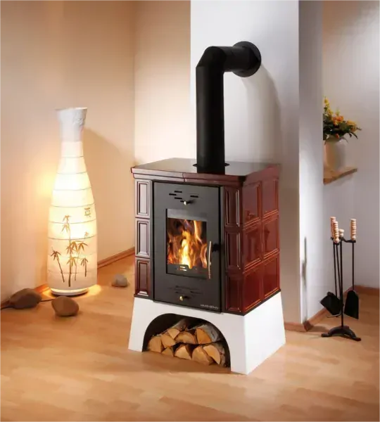 HAAS+SOHN Kachlová kamna EBOLI, černá / hnědá kachle