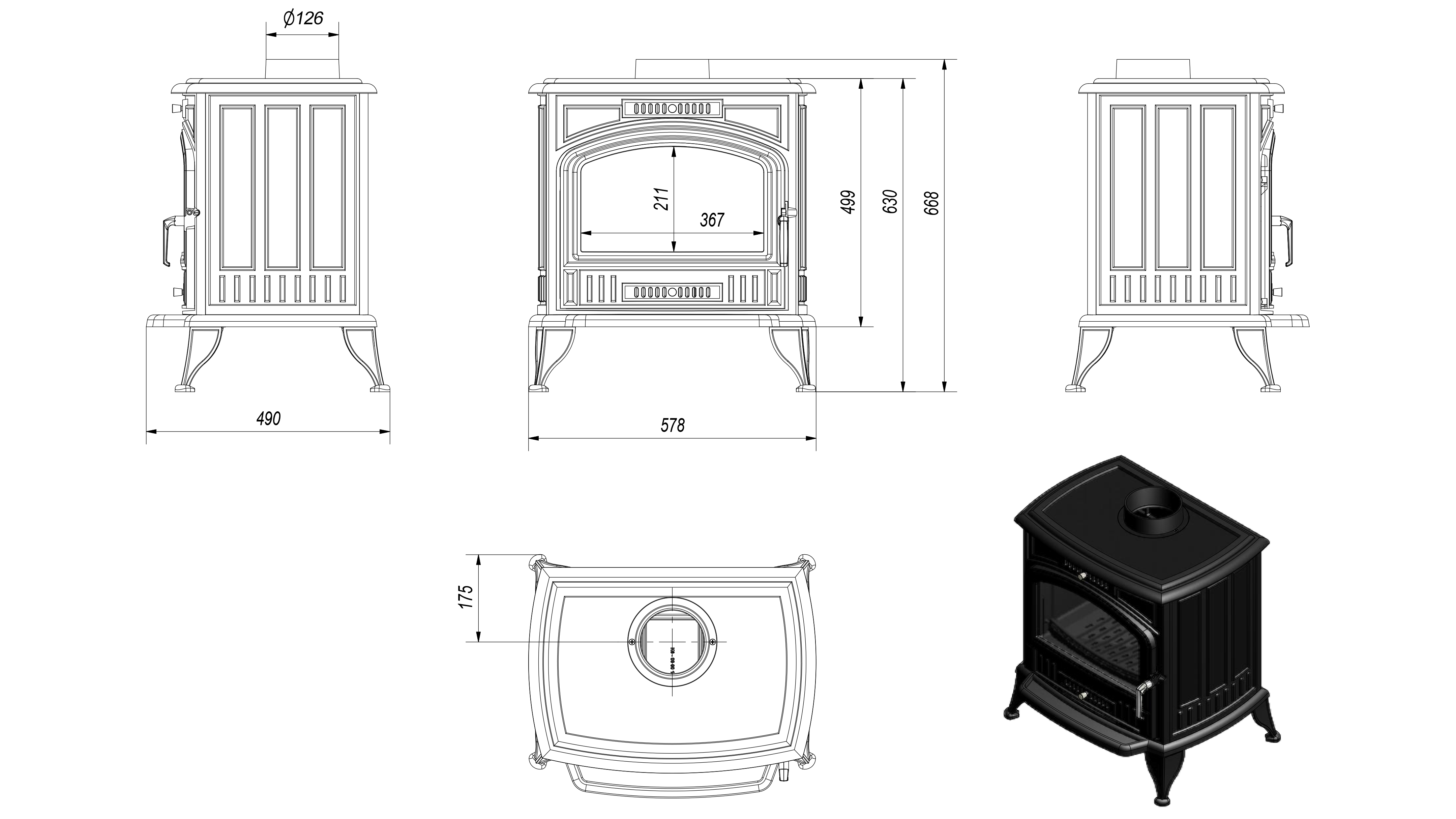 KRATKI KOZA K6 TV ø150 ČERNÁ S VÝMĚNÍKEM