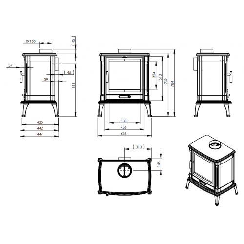 NORDFLAM IBERIA litinová krbová kamna černá