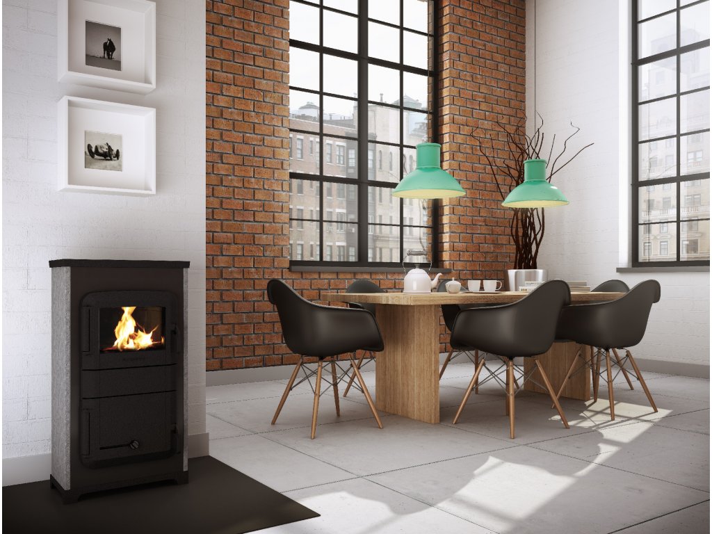 Wamsler KAMINO RH 8 AUTOMATIC černé, speckstein, zadní vývod krbová kamna