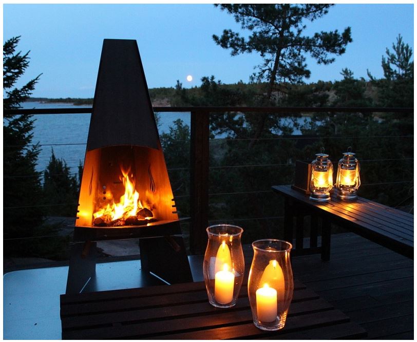 ADURO Venkovní krb/gril, černý lak