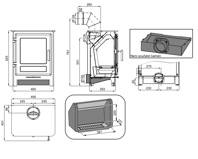HAAS+SOHN UKA krbová kamna, černá