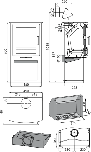 HAAS+SOHN LEVANGER Krbová kamna, černá