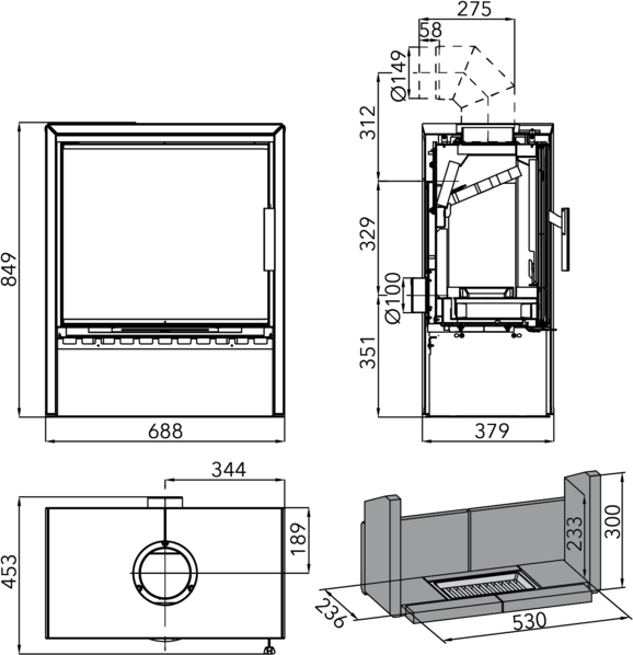 HAAS+SOHN JONSBO Krbová kamna, černá/woodstone