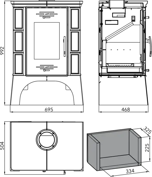 HAAS+SOHN Kachlová kamna EMPOLI, černá / kachle karamel