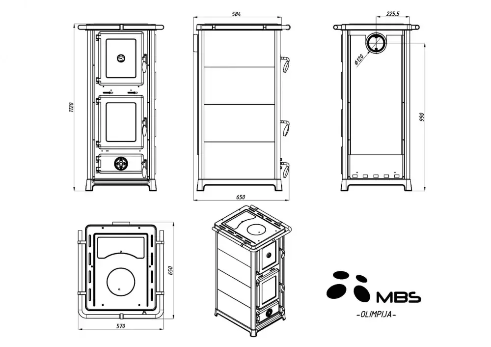 MBS SD OLYMPIA PLUS krbová kamna tmavě červená