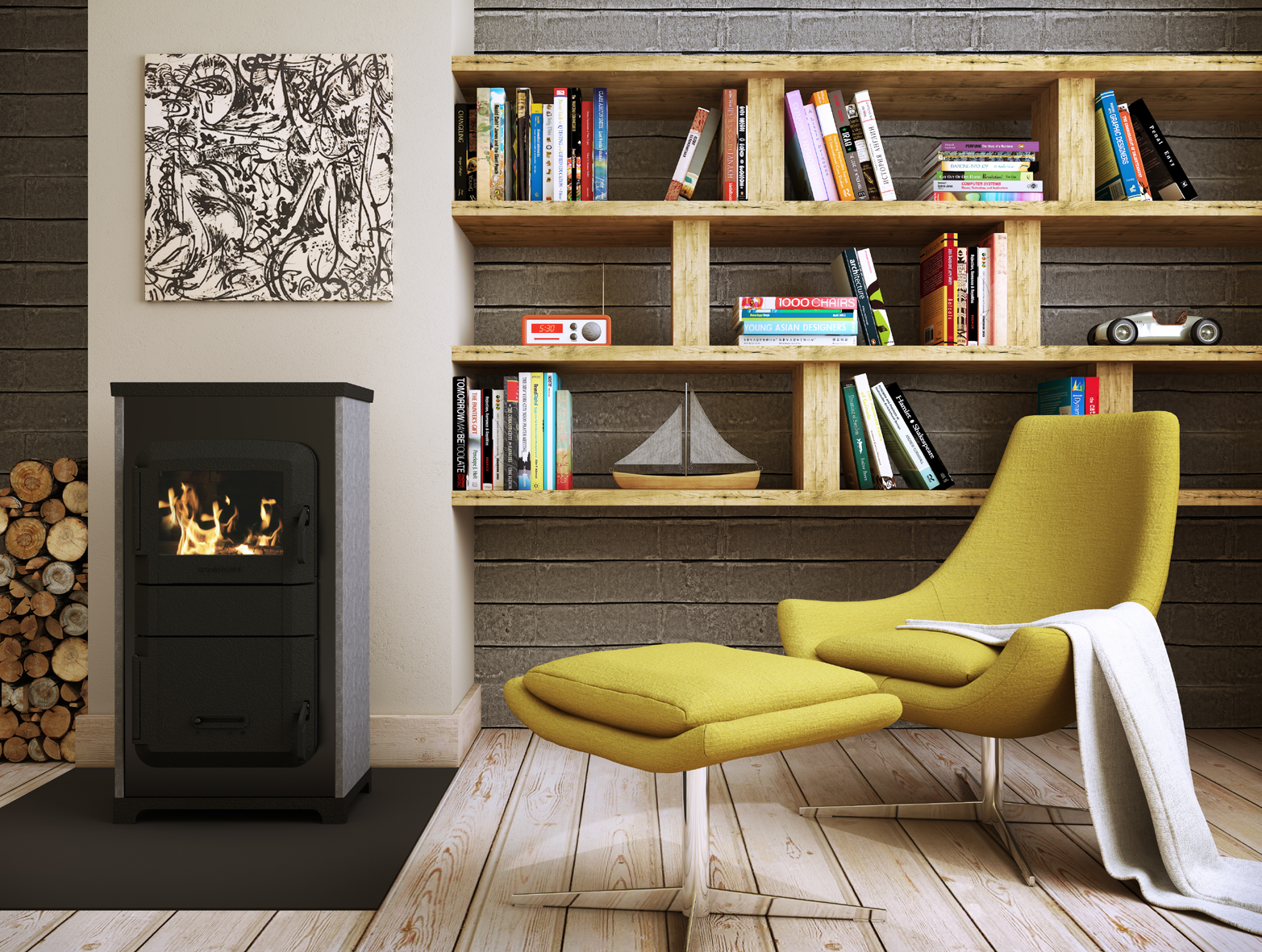 Wamsler KAMINO RH 8 AUTOMATIC černé, speckstein, zadní vývod krbová kamna