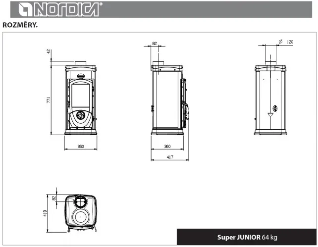 NORDICA SUPER JUNIOR krbová kamna černá