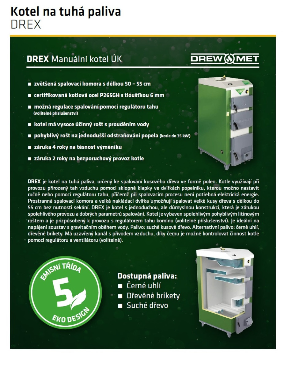Kotel na tuhá paliva DREX 20kW