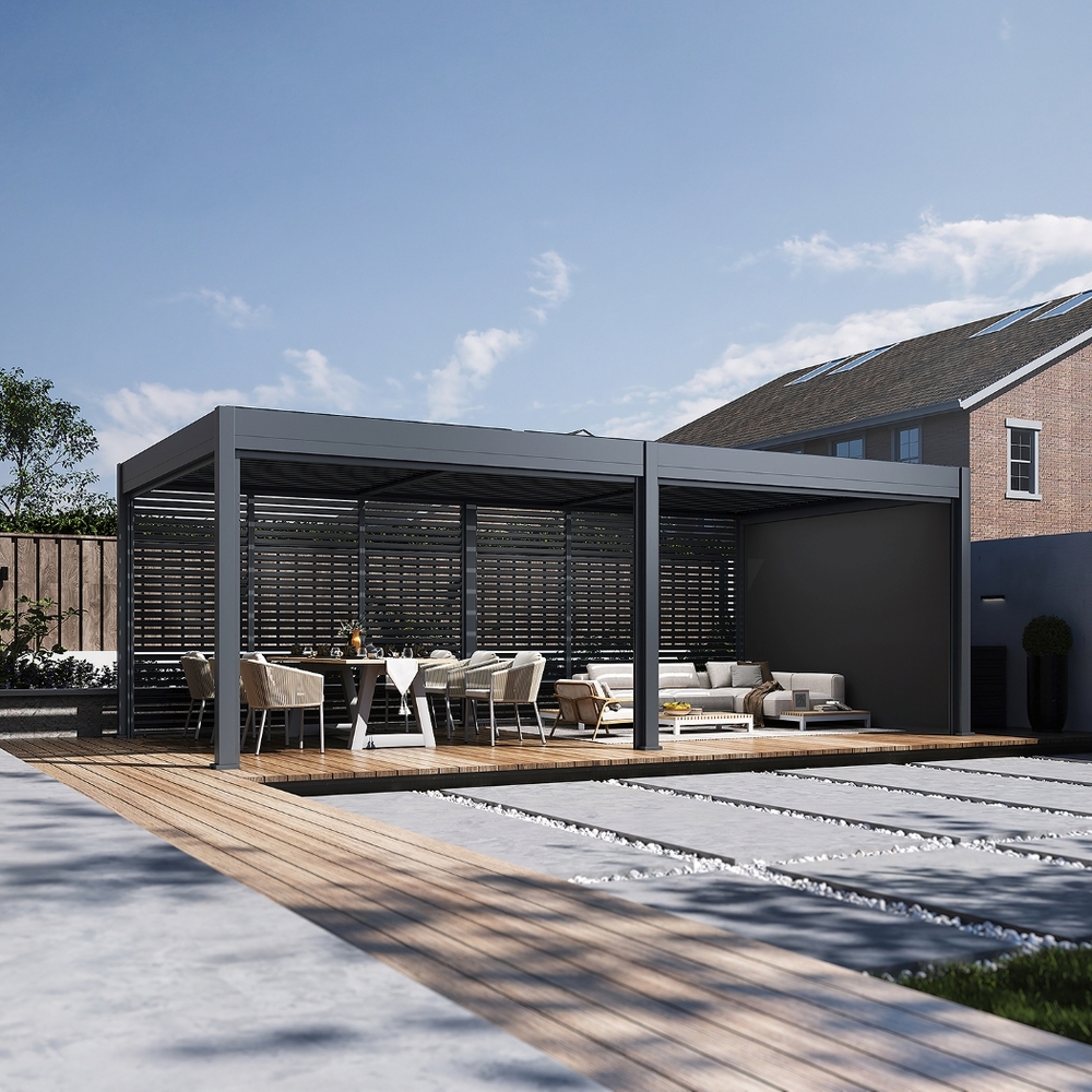 Bioklimatická pergola INTRO DUO 7,2x3,6 m hliník - volně stojící