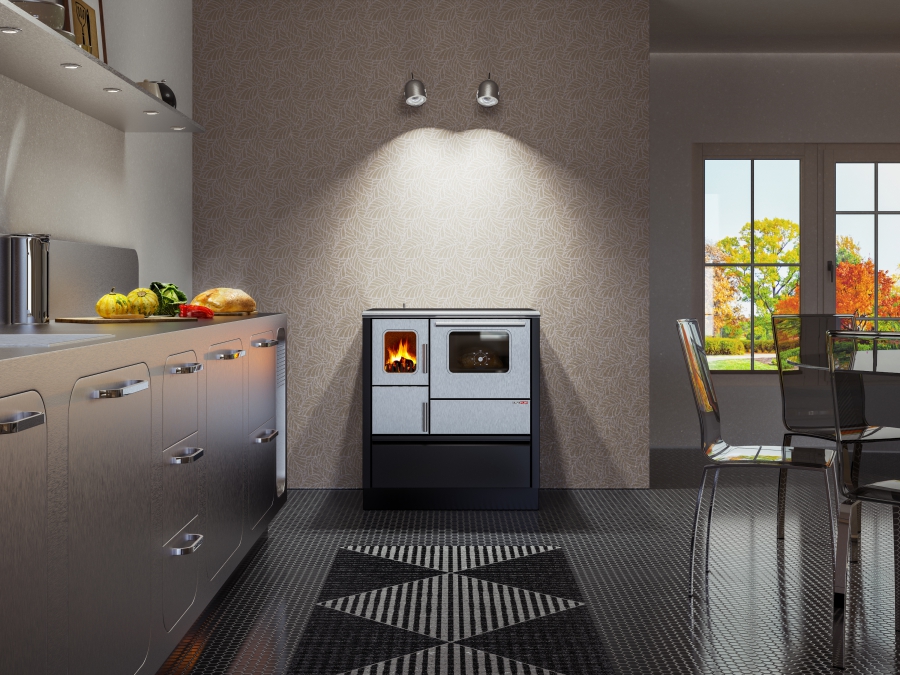 ALFA PLAM, sporák INOX 75,  pravý, černý