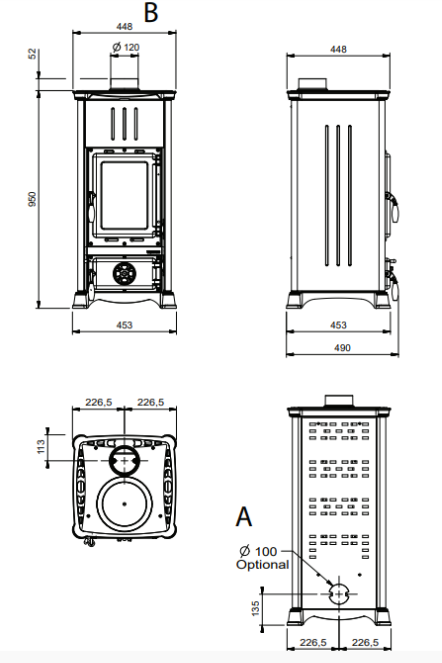 NORDICA Emiliana Krbová kamna černá 