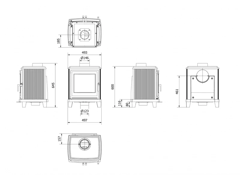  Kratki KOZA K11 kamna 6kW