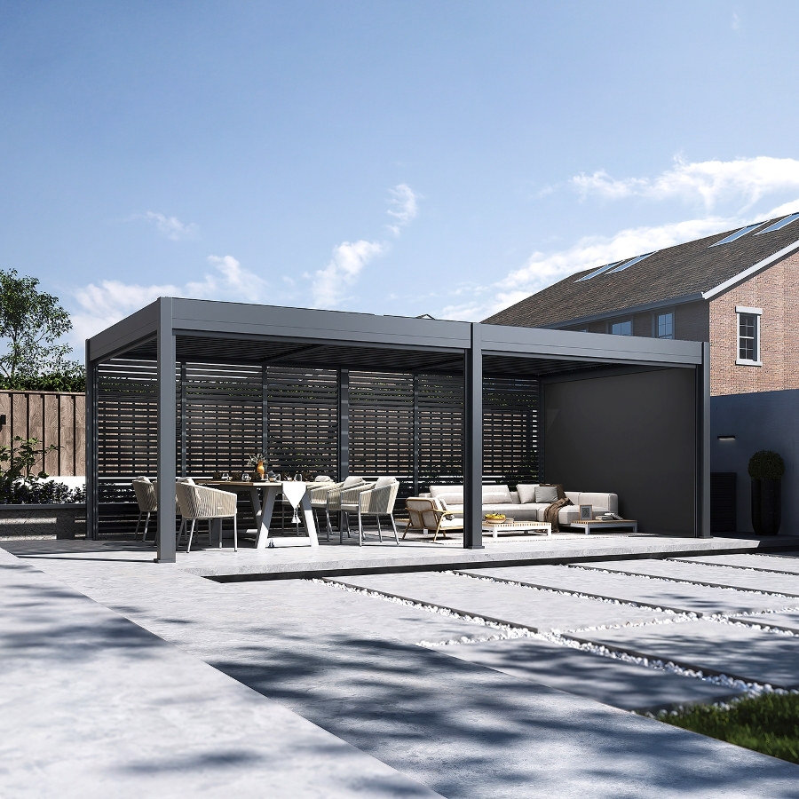 Bioklimatická pergola INTRO DUO 7,2x3,6 m hliník - volně stojící