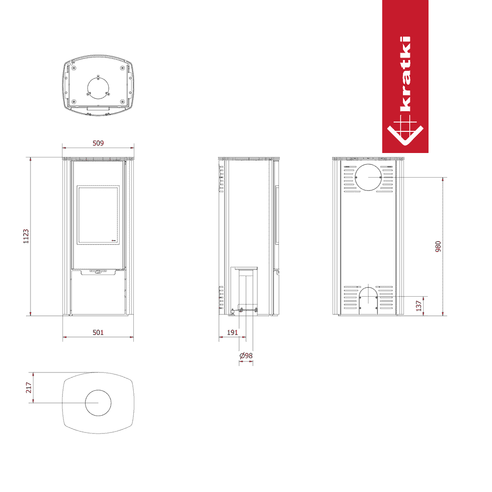 KRATKI ENYO-R Ø 150 8 kW Ocelová kamna