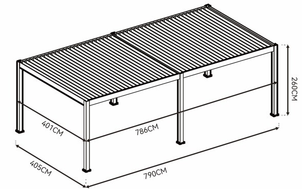 Luxusní ELEKTRICKÁ bioklimatická pergola PRESTIGE 8x4 m, hliník - volně stojící