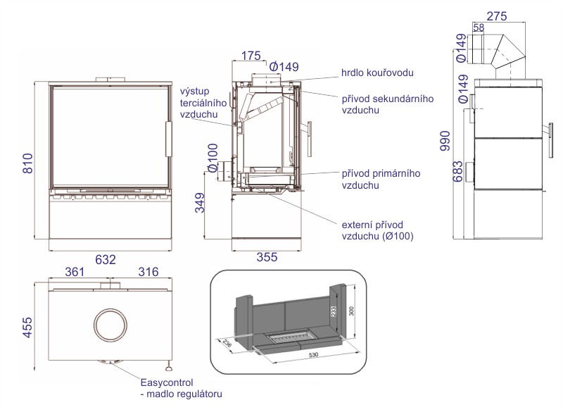 Haas+Sohn SKIVE II krbová kamna, černá