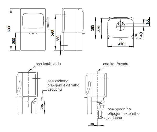 Jotul F105 R B černý lak