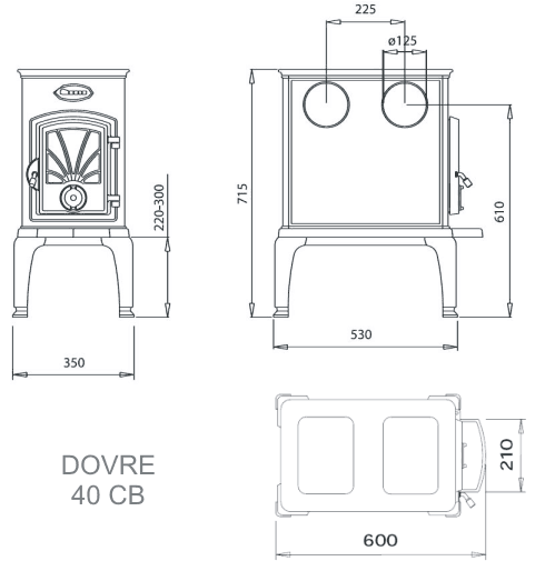 DOVRE 40 CBS litinová krbová kamna
