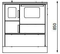 ALFA PLAM, sporák INOX 75,  pravý, černý