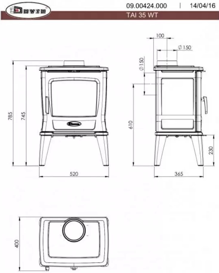 DOVRE TAI 35 WT krbová kamna, černá