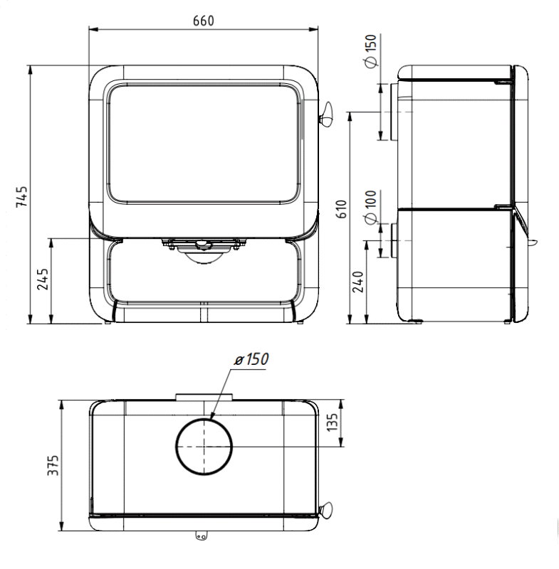 DOVRE ROCK 500 WB krbová kamna černá