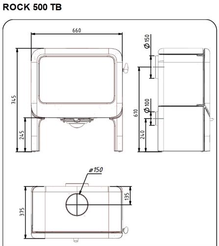 DOVRE ROCK 500 TB krbová kamna černá