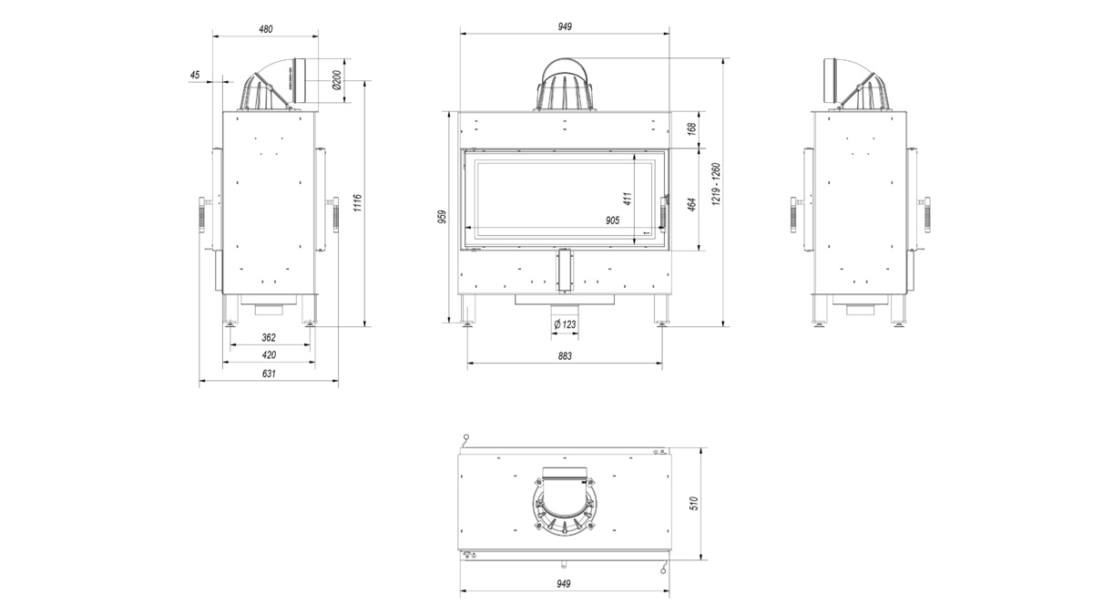 KRATKI LUCY 16 T průhledová krbová vložka