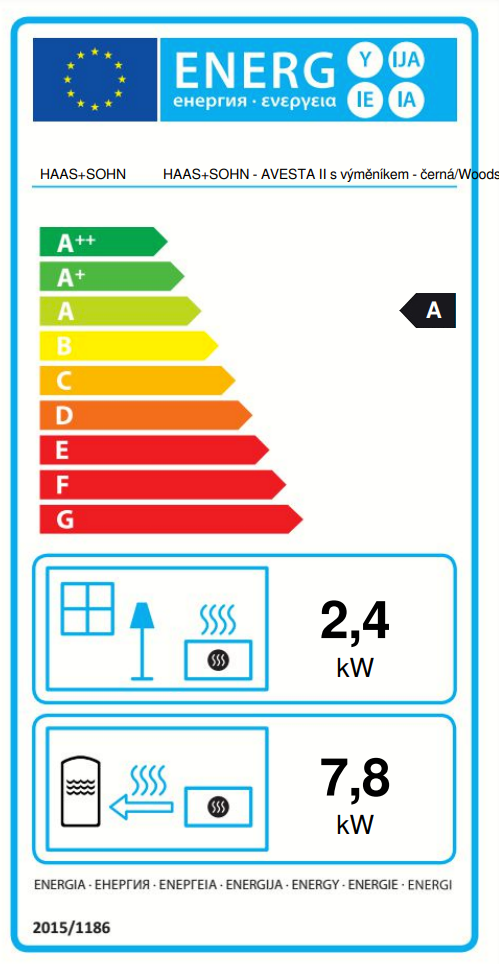 HAAS+SOHN AVESTA II krbová kamna s výměníkem, černá
