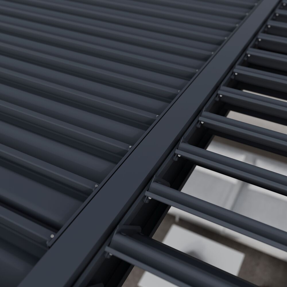 Bioklimatická pergola INTRO DUO 4x4 m, hliník - do stěny