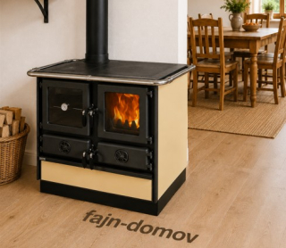 MBS MAGNUM II 4D sporák na tuhá paliva, 7,8kW, levý, krémový