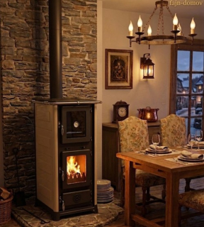 MBS OLYMPIA II kamna na tuhá paliva 8,5kW, krémová