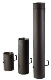 Kouřovod roura 130x500x1,5 mm černá s klapkou