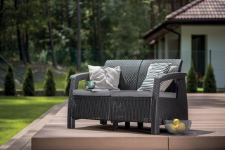 Zahradní pohovka Corfu Love Seat - 128 x 70 x 79cm - CoolGrey