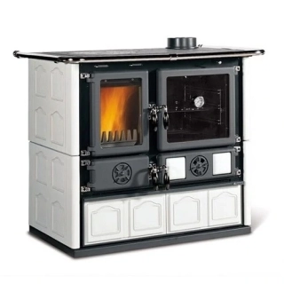 NORDICA Rosa 5.0 Maiolica sporák na tuhá paliva pravý, bílý