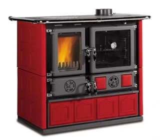 NORDICA Rosa 5.0 Maiolica sporák na tuhá paliva pravý, bordó