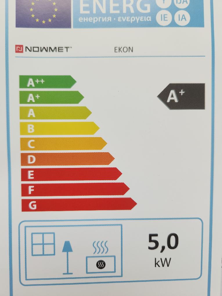 Šamotová kamna EKON - energetický štítek